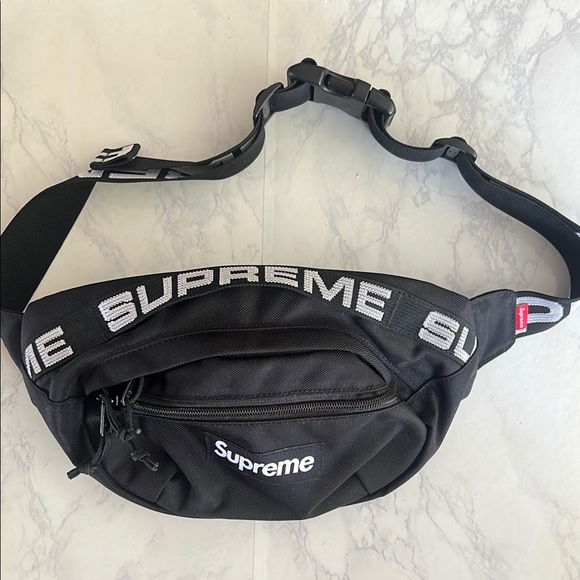 Supreme Black Belt Bag Crescent Design
